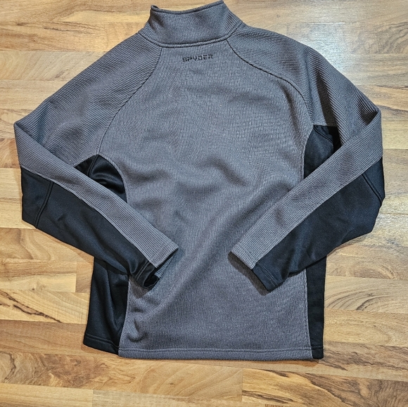 SPYDER MEN'S L WAFFLE KNIT FLEECE 1/4 ZIP RIBBED MOCK NECK PULLOVER JACKET - Picture 9 of 10